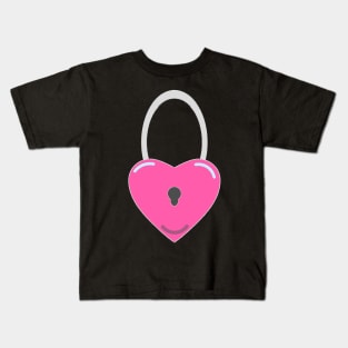 The pink love padlock for couple Kids T-Shirt